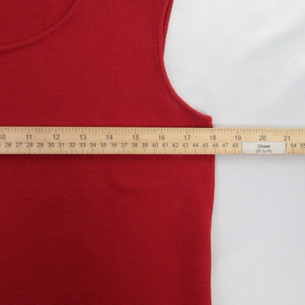 St John Red Sleeveless Top Santana Knit Scoop Neck Quiet Luxury Size Small - Picture 7 of 8